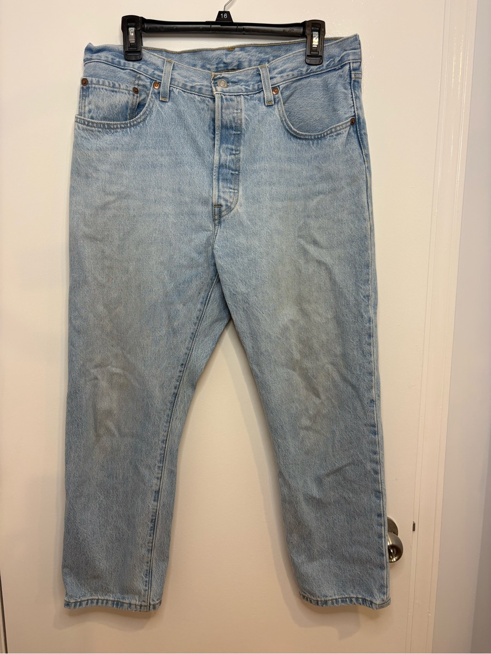 Levi's 501 Jeans Womens 32x26 Blue Premium Straight Leg Light Wash Button Fly